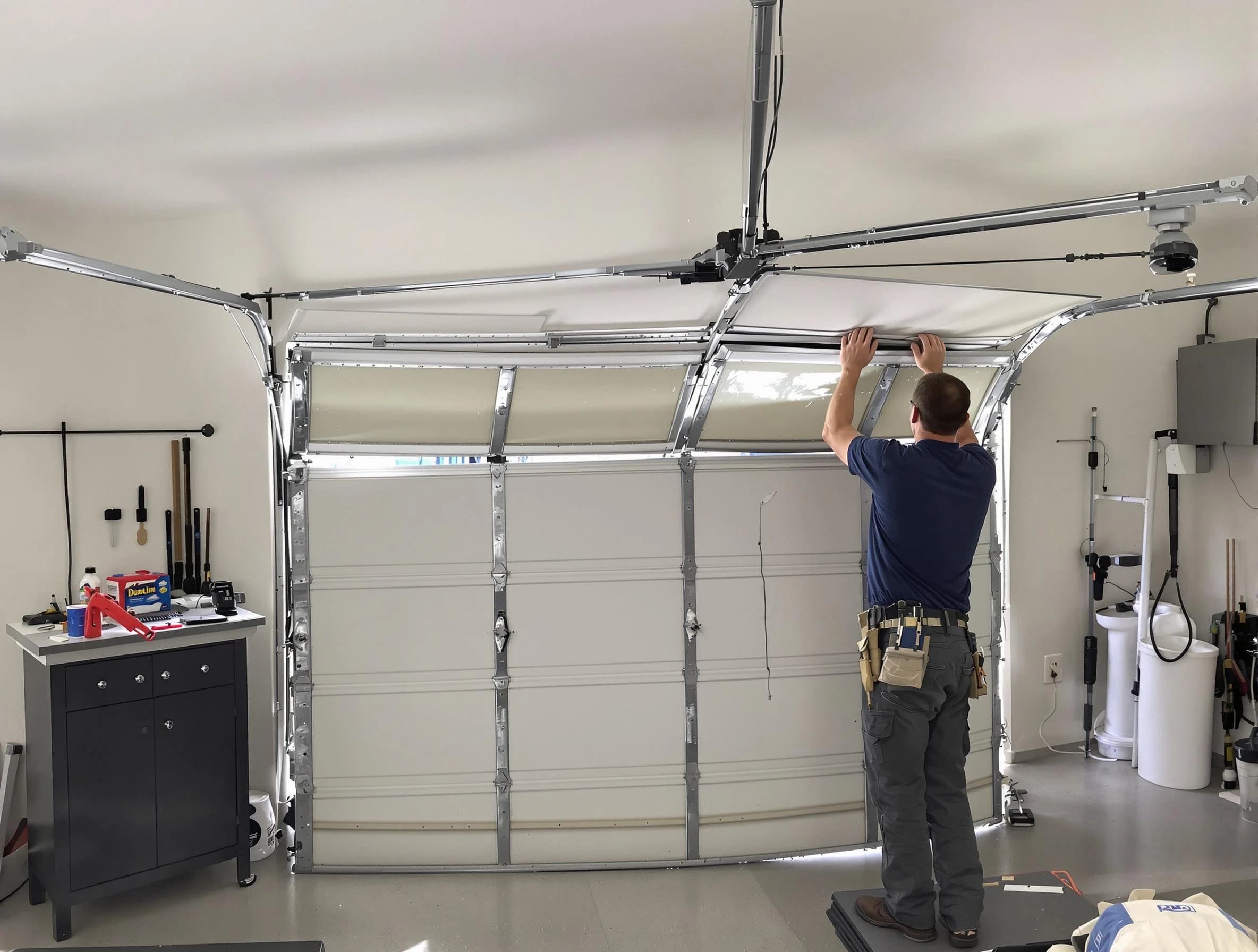 Buford Garage Door Repair specialist performing precise section replacement on Buford garage door