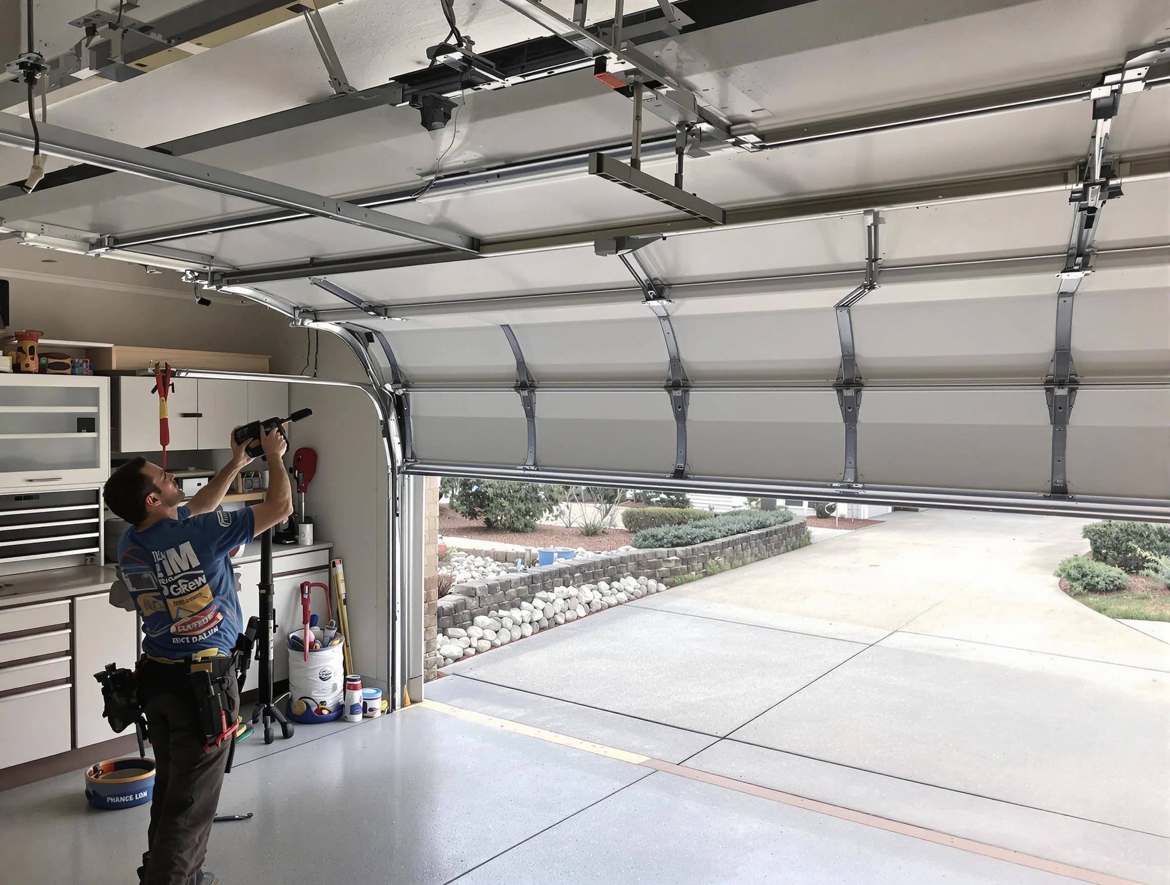 Garage door track repair service by Buford Garage Door Repair in Buford