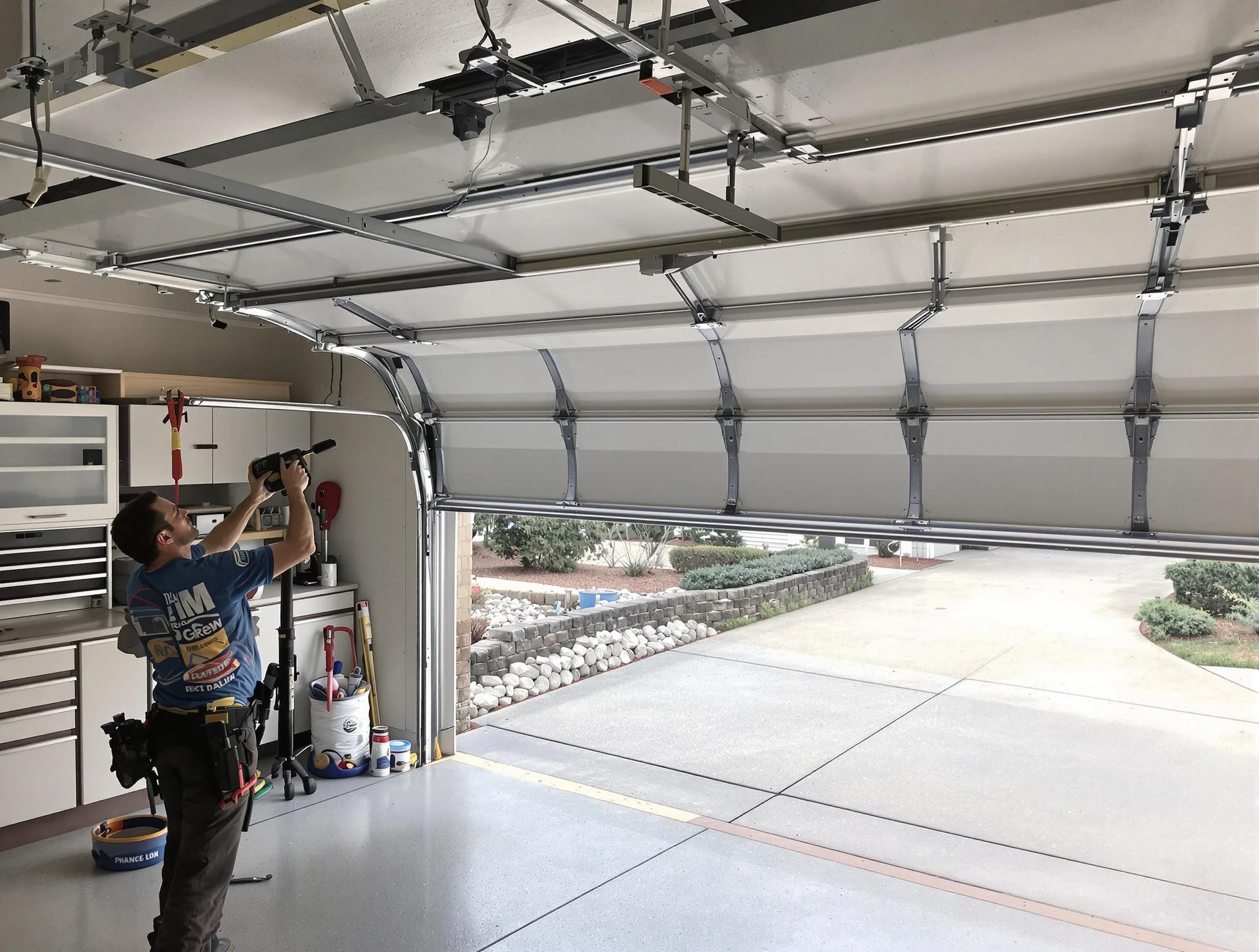 Garage door track repair service by Buford Garage Door Repair in Buford